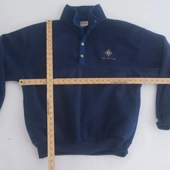 Vintage '90S Arctic Image Navy Lexington Fleece Quarter Button Pullover Sweater - Picture 4 of 11